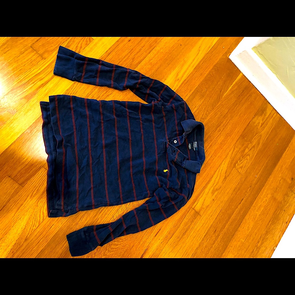 Long sleeve striped polo